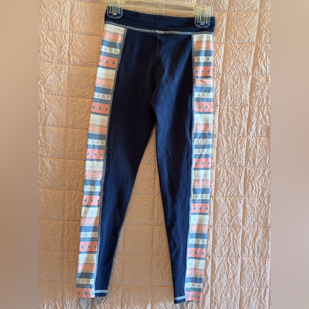 Kids Navy and Multicolor Patterned Leggings
